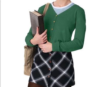 CLUELESS Halloween Costume Green Cardigan Sz Sm